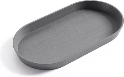 Ecopots Saucer Oval - Grey - 28,4 x 15,4 x H2,4 cm - Ovalen grijze onderschotel met waterreservoir