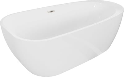 Mexen Giada vrijstaande badkuip 170 x 90 , wit glans, geborsteld nikkel overloop - 52741709000-97
