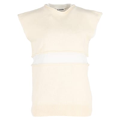 Jil Sander gebreid vest met laagjes in gele wol