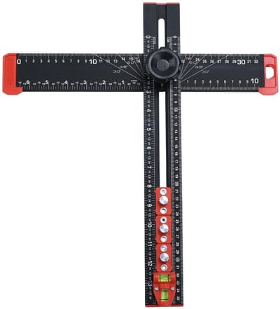 Dailygoods - Nieuwe 4-in-1 boorpositioneringsliniaal, aluminiumlegering T-liniaal, multifunctionele T-vierkante liniaal voor installatie van handgrepen en knoppen op deuren of laden, 13,7 inch/ 35 cm