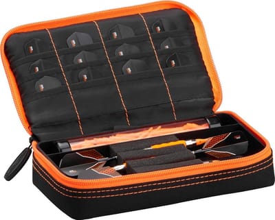 Dart Case Plazma Zwart met Oranje Trim – Duurzaam en Draagbaar Opslagsysteem voor Darts