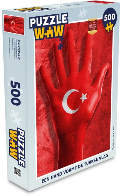 Puzzel Een hand vormt de Turkse vlag - Legpuzzel - Puzzel 500 stukjes