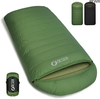 RFWR® Extra grote donsslaapzak 230x100 cm - 3-4 seizoenen, lichte en warme slaapzak voor outdoor en kamperen