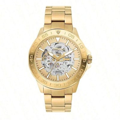 Montre Mécanique Automatique Dorée Unisexe - Bracelet en Acier Inoxydable, Cadran Rayons de Soleil, Montre-Bracelet Mode Affaires BQ2680 or