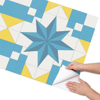 Coloray Meubel Wrap Folie - Blauw Meubelfolie - 75x150 cm - Plakfolie Meubels Blauwe sterren - Decoratiefolie Zelfklevend - Geometrische Meubelfolie - Meubelfolie Zelfklevend - Badkamer decoratie - Geometrie