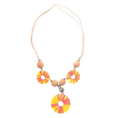 Behave - Ketting roze oranje met ronde kralen - 60 cm - Verstelbaar
