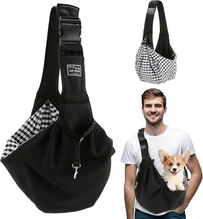Famanu – Hondendraagtas voor een kleine hond tot 7,5 kg, verstelbare draagtas met veiligheidstouw, hondenschoudertas, zacht en comfortabel voor wandel