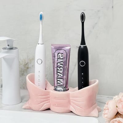 Keramische elektrische tandenborstelhouder - Praktische standaard voor tandenborstels en tandpasta in de badkamer (Roze)