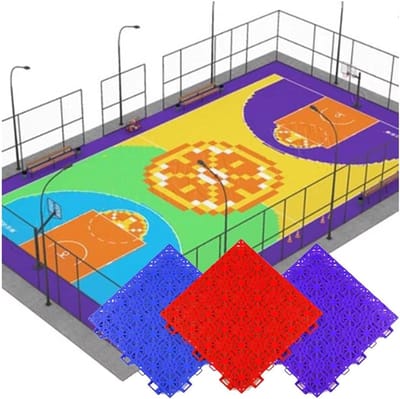 Modulaire Vloertegels - In elkaar grijpende Tegels - Sportveld Aanleggen - Zelfdreinend Ontwerp - 25 cm - Oranje