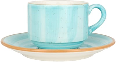 Bonna Aqua - Thee kopjes & schotel - 210 cc - Porselein - set van 6