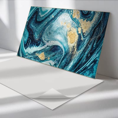 Wallfluent Vinyl Wandpaneel - Abstract harspatroon PVC Muurpaneel - 100 cm x 50 cm - Turkoois PVC wandpaneel - 1 stuk - Rechthoekig Wandbekleding Vinyl - Texturen Wandpaneel - Zelfklevende Wandbekleding - Wandpaneel Keuken en Badkamer