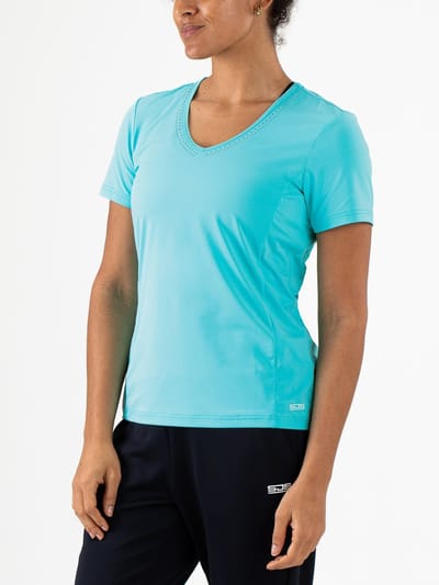 Sjeng Sports ISADEE Sportshirt Dames - Aruba Blue/Donkerblauw - Ademend en sneldrogend - Tennis en Fitness