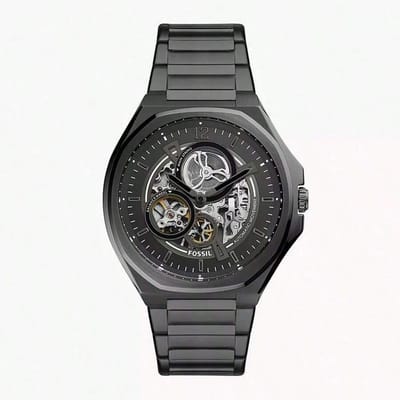 Montre Mécanique Automatique Homme - Cadran Noir, Bracelet Cuir Véritable, Style Affaires Rétro, Fond BQ2621 noir