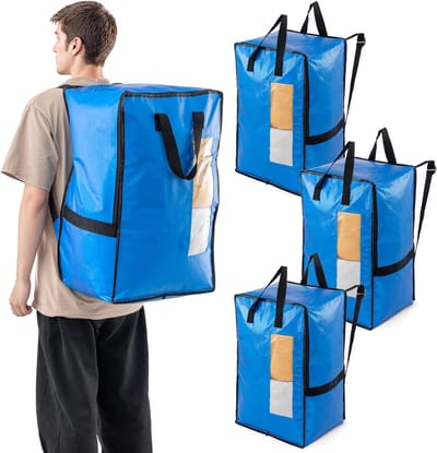 Verticale Verhuiszakken - Opbergzakken Kleding - Verhuizen Reizen - Sterke Handgrepen Ritssluiting - 30x30x10 mm - Blauw