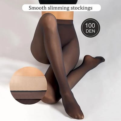 80G-200G Winter Fleece Fluweel Verdikken Thermische Panty Leggings Dames Thermo Kousen Hoge Taille Elastisch Doorschijnende Panty M brown