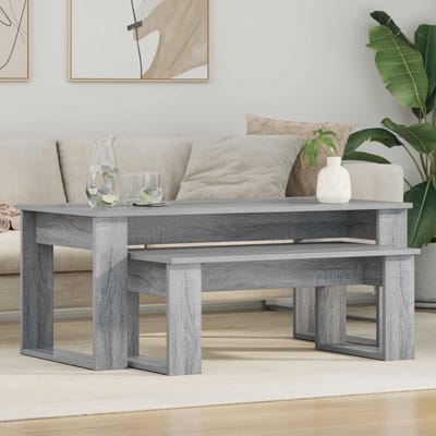 vidaXL - Koffietafel - Set - 2 - st - Grijs - Sonoma - 100 - x - 50 - x - 42 - cm - Bewerkt - hout