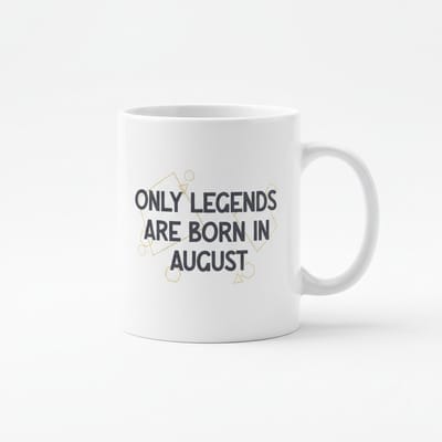 Only Legends Are Born in August Mok – Verjaardag Quote Koffiemok – 330 ml Keramische Mok Cadeau