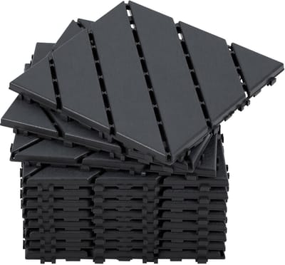 Terrastegels Kunststof Vlondertegels 33 Stuks - 30 x 30 cm 3m² 6 latten - Makkelijke en Snelle Montage - Balkontegels - Onderhoudsvrij - Tuin, Balkontegels - Terrasplanken - Antraciet