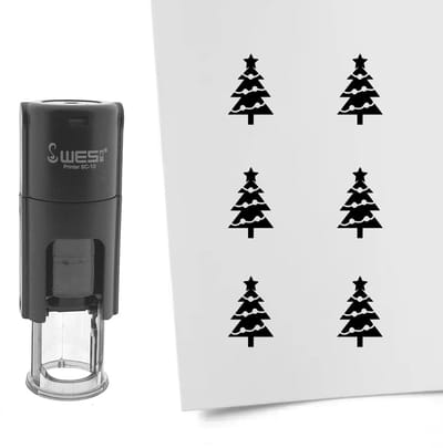 CombiCraft Stempel kerstboom 10mm rond zwarte inkt - per 1 stuk