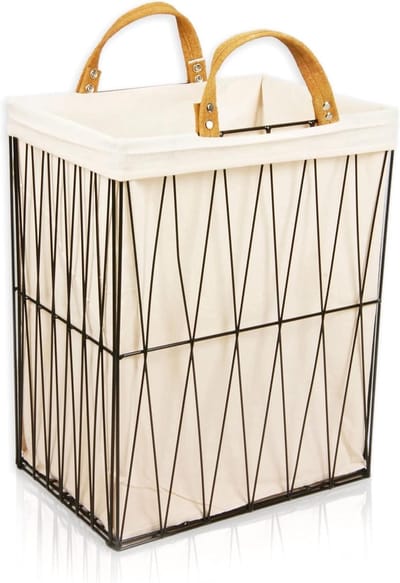 Wasmand Metaal - Opvouwbare Box - Kleding Opbergen - Uitneembare Inzet - 35x25x45.5 cm - Zwart