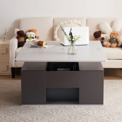 HAUSS SPOLE Salontafel - Verstelbare 2-in-1 Koffietafel Met Opbergruimte - Voor Woonkamer En Kantoor - Spaanplaat - 100x51x47 cm - Grijs