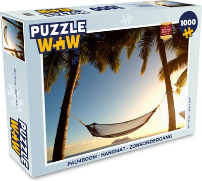 Puzzel Palmboom - Hangmat - Zonsondergang - Legpuzzel - Puzzel 1000 stukjes volwassenen