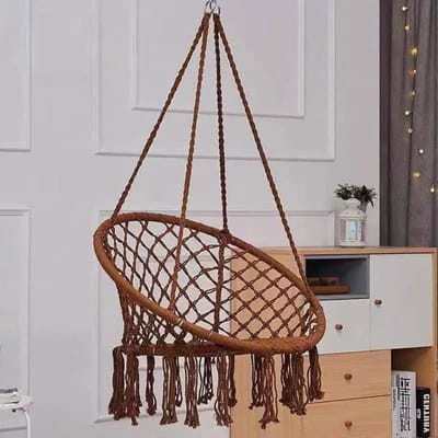 Hangmat stoel - Macramé schommel - Buiten ontspannen - Handgemaakt gebreid - Max 160kg - Bruin