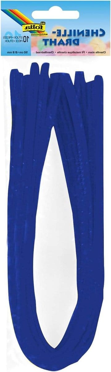folia 77836 Chenille Wire Pipe Cleaner Pack of 10 Ultramarine Diameter 8 mm and 50 cm Long, Ideal for Children for Crafts and Shaping Animals, Figures and Other Shapes