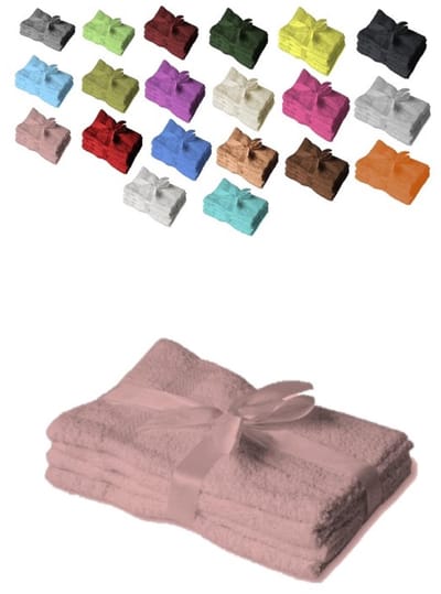 Unyqoos® Luxueuze Handdoekenset van 4 Stuks in Roze met Decoratieve Ingeweven Rand en Strikverpakking