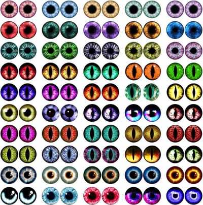 SnelShoppen - 100 Stuks 12mm Glazen Cabochons Ogen voor Ambachten - Kat, Vogel, Draak, Monsterogen - Perfect voor Polymeer Klei, Sieraden, Poppen en C