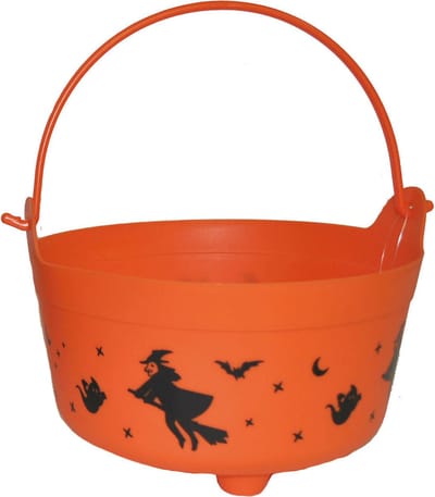 Funny Fashion Heksenketel/kookpot - oranje - kunststof - dia 24 cm - Halloween versiering/smoepemmer