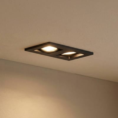 Lindby downlight Thorid, zwart, 19 x 10 cm, 2-lamps, GU10