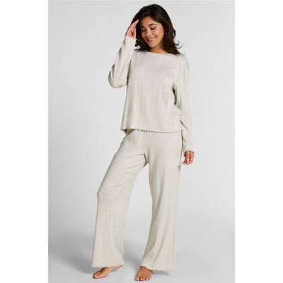 Hunkemöller Dames Nachtmode Pyjamabroek Loose Pointelle - Grijs - maat L
