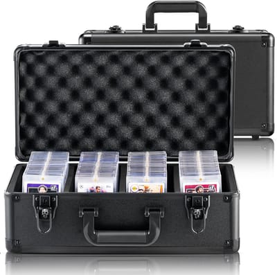 Opbergdoos voor Beoordeelde Kaarten, 4 Vakken, Etui voor Beoordeelde Sportkaarten mat Sleutelslot En Schuimrubberen Verdelers, voor 108 Psa-Beoordeelde Kaarten, 76 Bgs-Kaarten