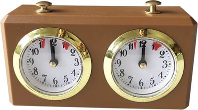 Schaakklok Mechanisch - Timer Analoog - Wedstrijd Timing - Batterijloos Mechanisme - 15x9x5 cm - Goud