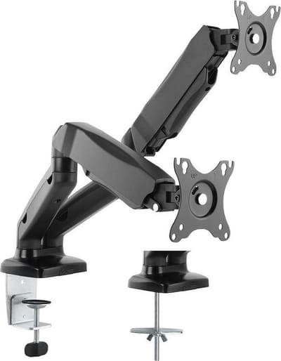 VALUE Dual LCD Monitorarm, tafelmontage, gasveer, 5 draaipunten, zwart