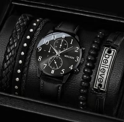 Herenhorloge + 4 armbanden believe (zonder cadeaudoosje)