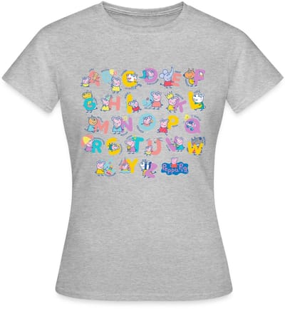 Peppa Pig Ontwerp Alfabet Met Peppa T-Shirt Dames