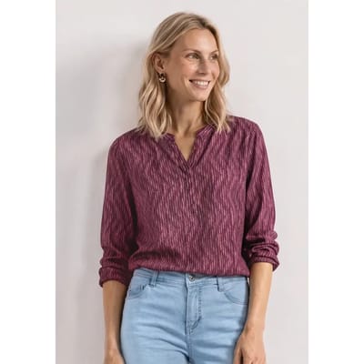 Shirt met 3/4-mouwen, split in de hals en print