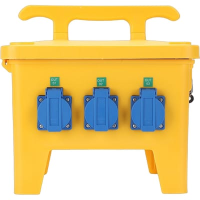 Boîte de Distribution d'Alimentation 16A Étanche Portable Boîte Électrique avec 6 Prises pour Chantier Cour Jardin