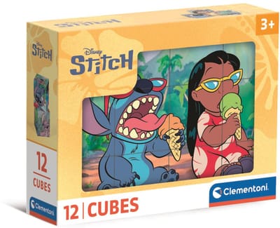 Clementoni Cubi 12 Stitch Blokkenpuzzel - Kubus Puzzel met 6 Afbeeldingen - Blokken en Blokjes - Duurzaam Educatief Speelgoed voor Jonge Kinderen