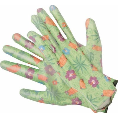 FLO Serie - Tuinhandschoenen - Maat 10 - Polyester met PU-coating - Bloemenpatroon