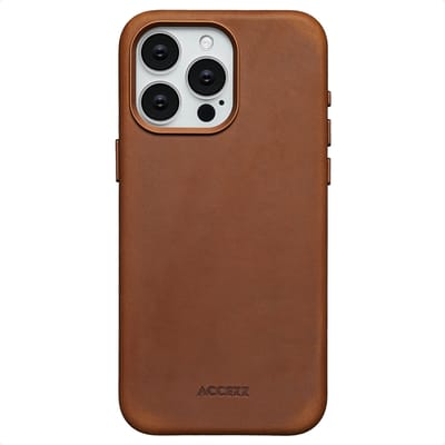Accezz Hoesje - Geschikt voor iPhone 15 Pro Max - Vintage Leather geschikt voor MagSafe Backcover - Tabacco Cognac