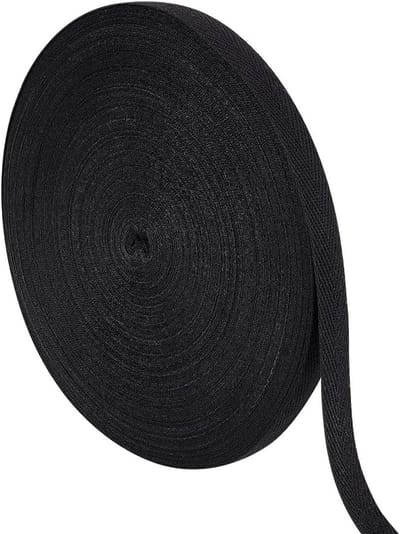 15mm Katoenen Twill Tape in Zwart, Haringbone Patroon, Ideaal voor DIY Creaties, Naaiprojecten en Kledingaccessoires