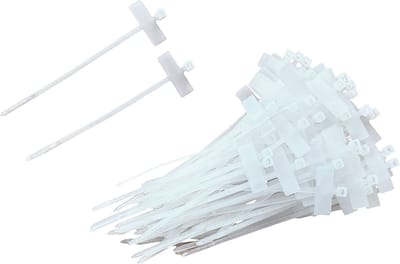 Kortpack - Kabelbinder met markeringslabel - 100mm x 2.5mm - Wit - Label: 25mm x 8mm - 100 stuks - (099.0443)