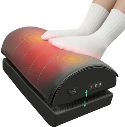 Warmte Voetsteunen - Trillingsmassage Voetenbankje - Voetkussen - Dubbele Hoogteverstelling - Ergonomische Voetwarmer voor Gaming Thuis