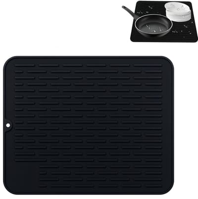 Dailygoods- Afdruipmat 40 x 30 cm - Hittebestendig - Antislip - Siliconen - Droogmat voor Servies - Gootsteenmat met Diepe Groeven