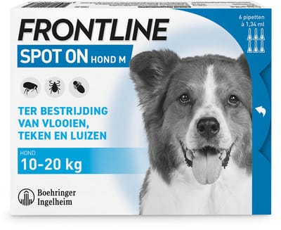 Frontline Spot-On M Anti vlooienmiddel - Hond - 10 tot 20 kg - 6 pipetten