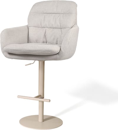 Nolon Niva-Mia Draaibare Tulp Barkruk Beige - Verstelbaar - Beige Onderstel - Comfortabel - Barstoel - Armleuning - Stoffen