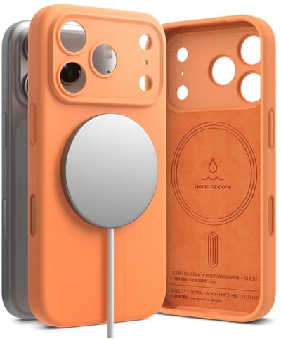 Ringke Silicone Magnetic Hoesje Geschikt voor Apple iPhone 17 Pro | Compatibel met MagSafe / Qi2 | Back Cover met Magneet | Zacht Siliconen | Slank Design | Oranje
